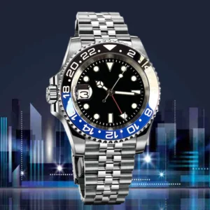 kf S062b02070c094fb0b136ee90debd09c5S Steel Left Hand NH34 GMT Dive Mechanical Men Watch Tandorio Business Dual Time 904L Bracelet 9